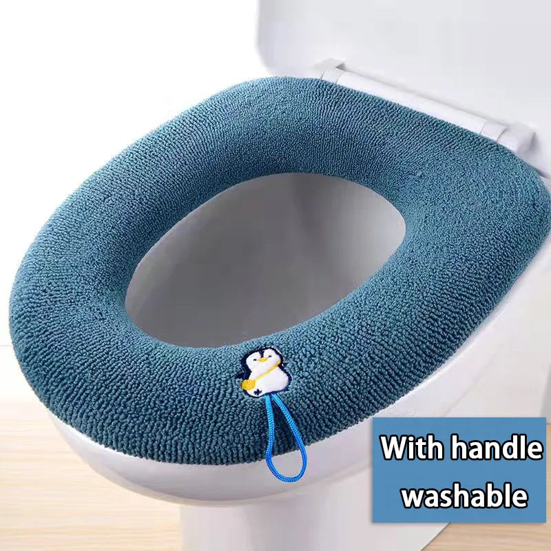 Winter-Ready Thicken Toilet Seat Cover Mat - Cozy, Washable, and Stylish Bathroom Accessory