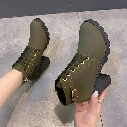 European Lace-up Women's High Heel Boots: Spring-Winter Collection | Premium Quality PU | Fast Delivery