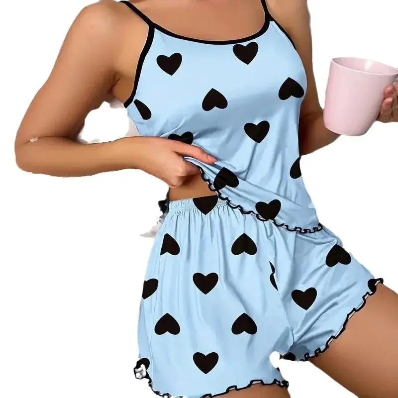 Summer Women's Pajama Set - Sexy Casual Two-Piece Camisole and Shorts Homewear Suit