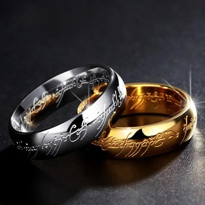 2024 Trendy Stainless Steel Couples Wedding Rings – Laser Engraving, Exquisite Fashion Jewelry for Men and Women – Ideal Movie Gifts