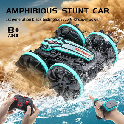 Amphibious RC Car – Remote Control Stunt Vehicle, Double-Sided Flip, Drift, and Outdoor Fun for Boys, Children's Gift