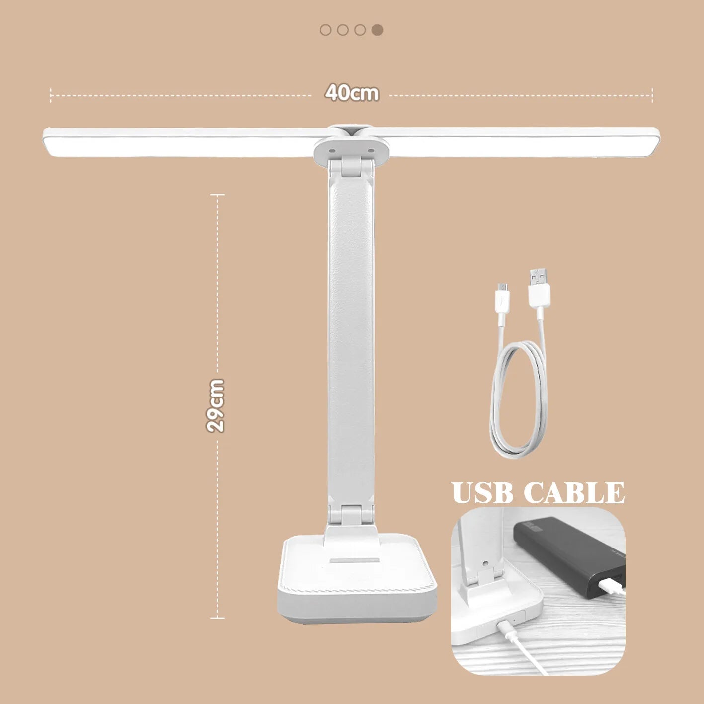 LED Desk Lamp: 3 Levels Dimmable Touch Night Light - USB Rechargeable, Foldable for Bedroom Bedside Desk