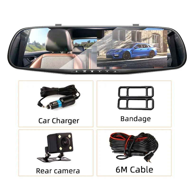 4.2-inch Large Rear View Mirror Tachograph - Dual Lens HD 1080P Automotive Video Recorder