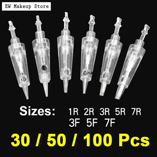 Bayonet Port Cartridges Needles – 30/50/100pcs Sterilized for Permanent Makeup Machine – PMU, MTS, Tattoo, Eyebrow, Liner, Lips