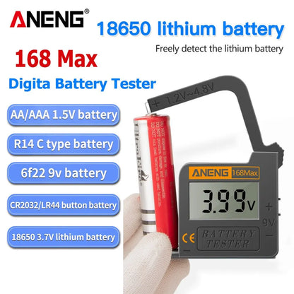 ANENG 168Max Digital Battery Tester - Universal Lithium and Cell Battery Capacity Analyzer with Display for AAA, AA, and Button Cells