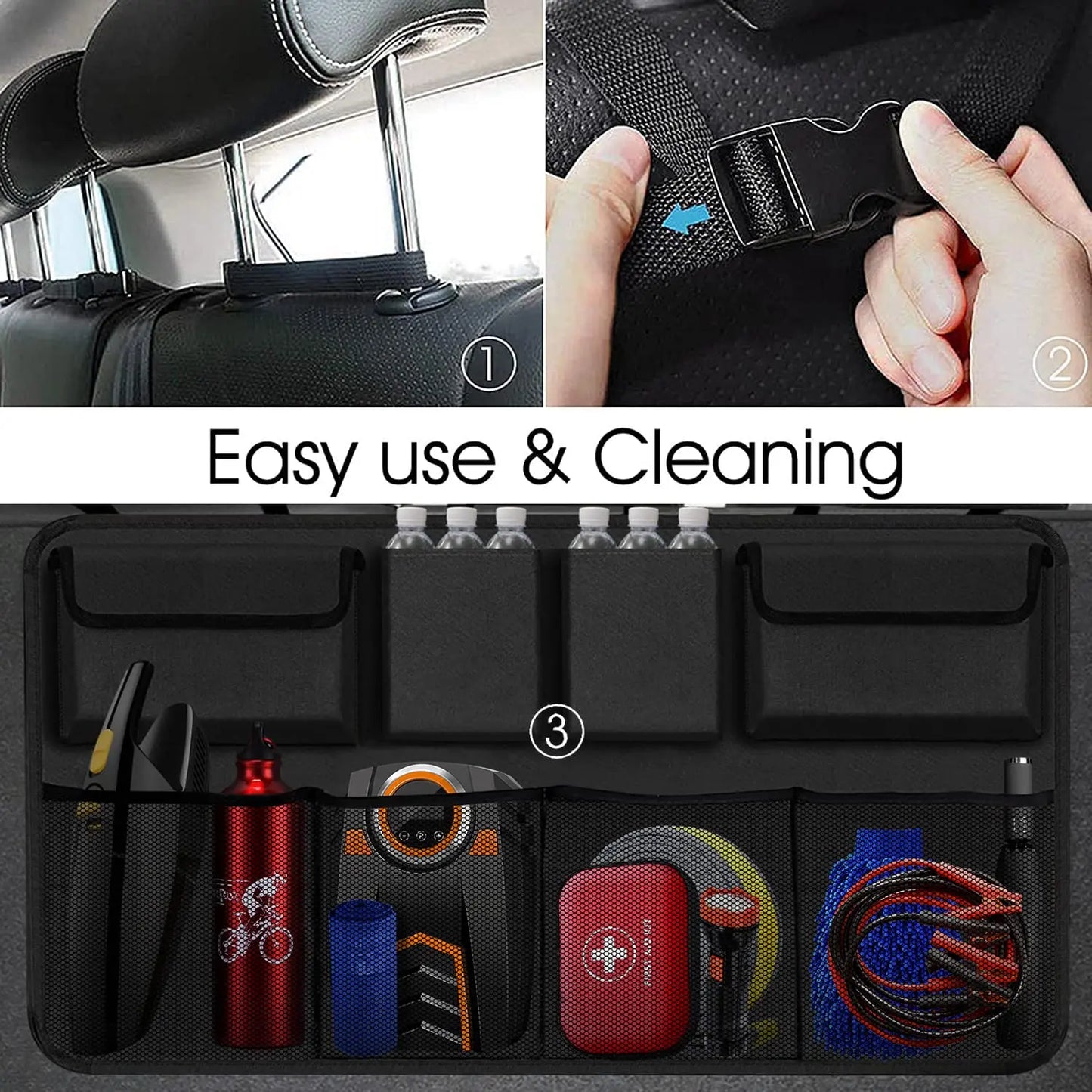 Car Trunk Organizers: Backseat Hanging Storage with 8 Large Bags - Space-Saving SUV/Truck Trunk Organizer