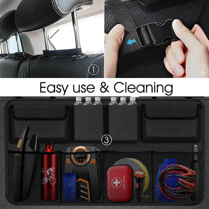 Car Trunk Organizers: Backseat Hanging Storage with 8 Large Bags - Space-Saving SUV/Truck Trunk Organizer