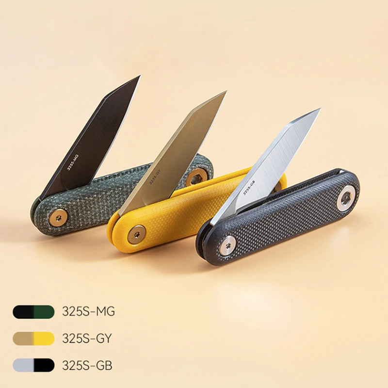 SANRENMU 325S Pocket Folding Knife - Mini Key Outdoor Multi-Purpose Knife with 12C27 Blade and G10 Handle