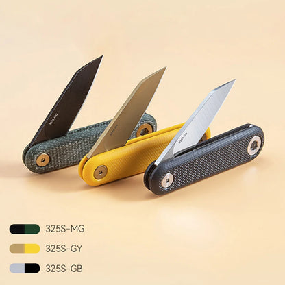 SANRENMU 325S Pocket Folding Knife - Mini Key Outdoor Multi-Purpose Knife with 12C27 Blade and G10 Handle