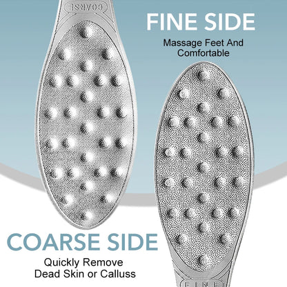 Stainless Steel Foot Scraper - Double-Sided Metal Foot File, Professional Callus Remover for Wet or Dry Skin, Pedicure Heel Tool