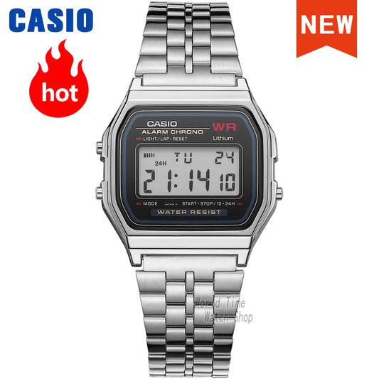 Casio Silver Luxury Watch Set for Men - LED Digital, Waterproof Quartz Sport and Military Wrist Watch