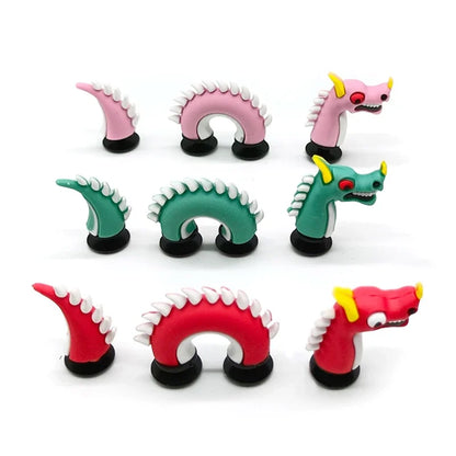 1Set Spoof Cartoon China Dragon PVC Hole Shoe Charms: DIY Funny Shoe Accessories Fit Croc Snake Decorations Buckle - Unisex Gift