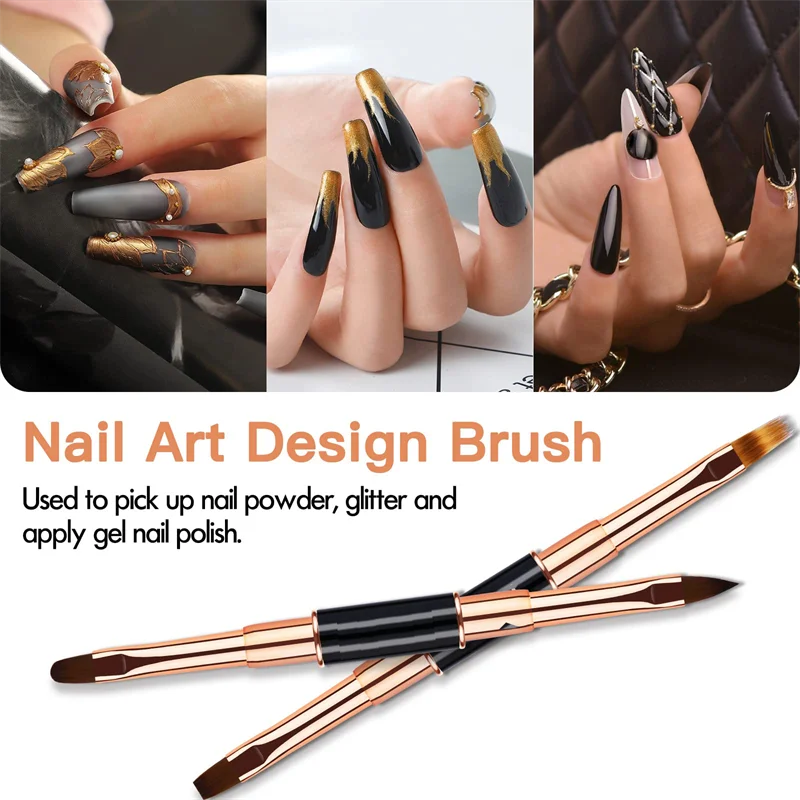 Professional Nail Art Brush Set: 5pcs Double-Ended Brushes - Ideal for Long Lines and Detailed Nail Designs