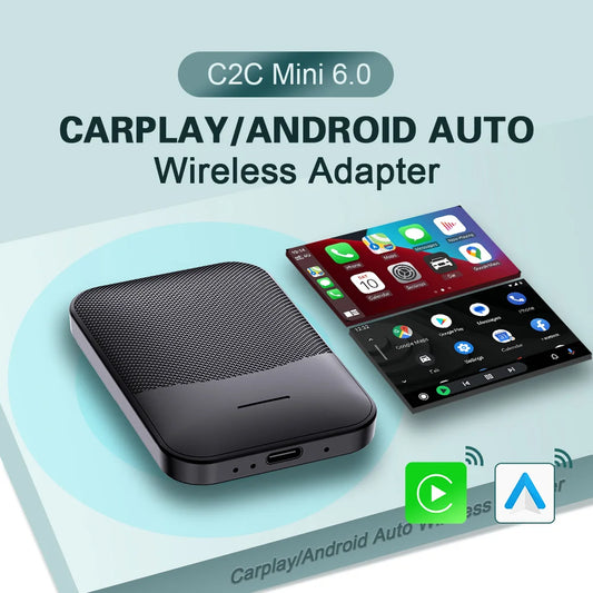 Wireless CarPlay Mini 6.0 Adapter – Small Box for Android Auto, Plug and Play Dongle with Bluetooth WiFi, Compatible with Ford, Toyota, Volkswagen