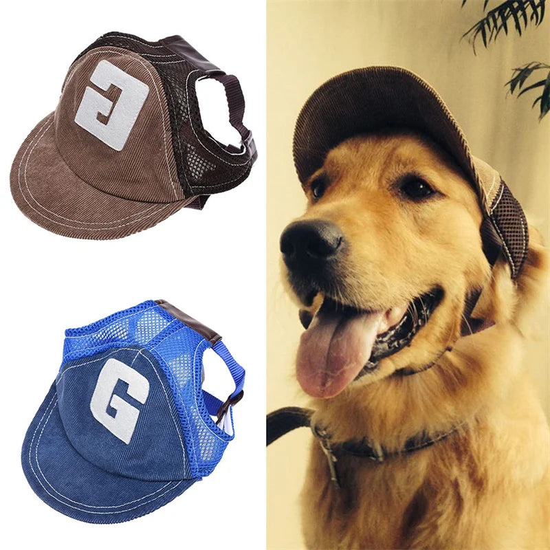 Dog Sunscreen Hat: Baseball Cap with Ear Holes for Outdoor Sports - Adjustable Pet Hat for Small, Medium, Large Dogs