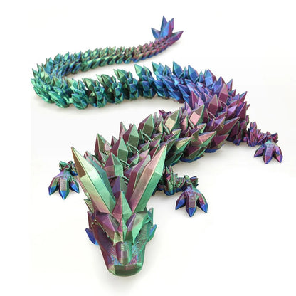 3D Printed Crystal Dragon Fidget Toy - Rotatable Articulated Figure in Radiant Colors, Available in 30/45/60CM