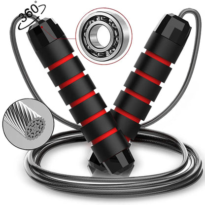 Adjustable Speed Jump Rope with Ball Bearings - Tangle-Free Fitness Rope with Foam Handles for Home Workouts & Weight Loss