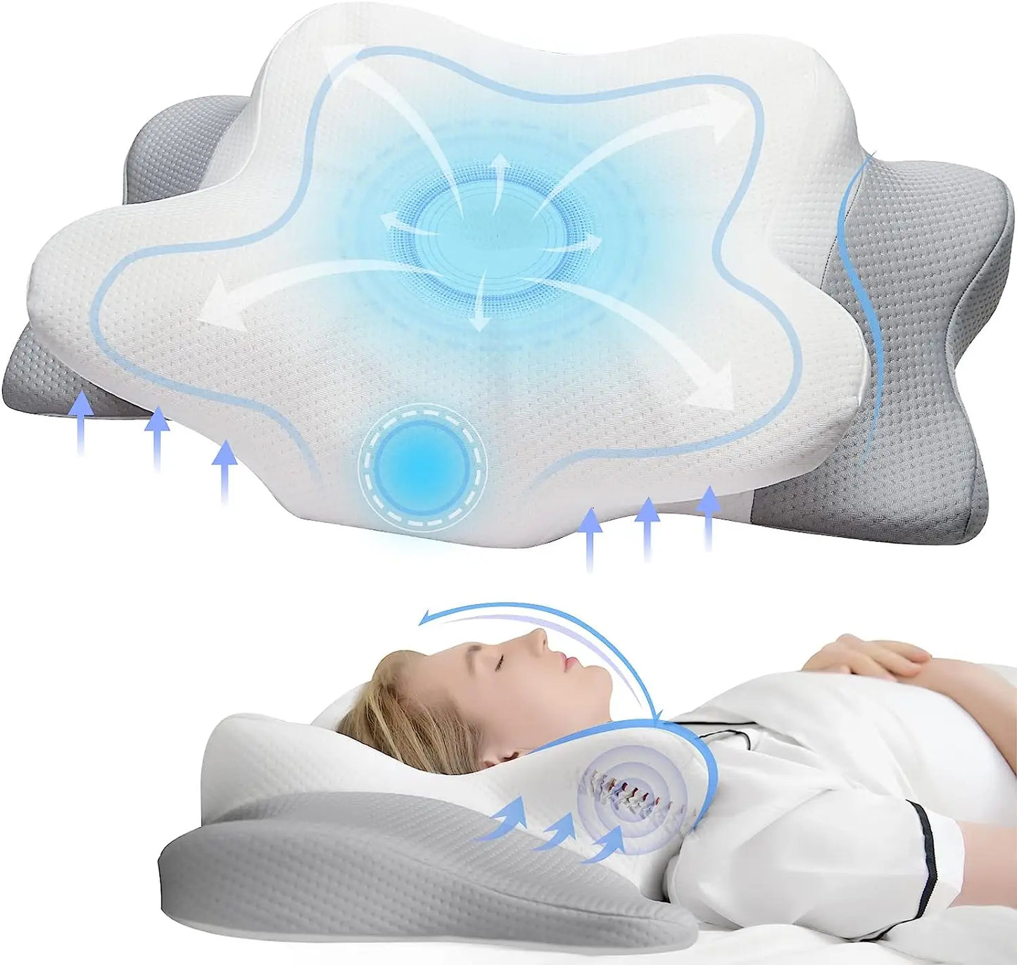 Odorless Orthopedic Pillow for Neck and Shoulder Pain: Memory Foam Ergonomic Sleeping Cervical Pillow by Pulatree