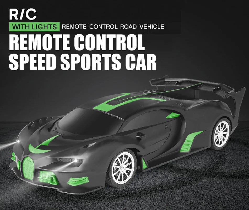 1/18 Scale RC Sports Car with LED Light - 2.4G Radio Remote Control, High-Speed Drifting Vehicle, Racing Toy for Boys and Girls