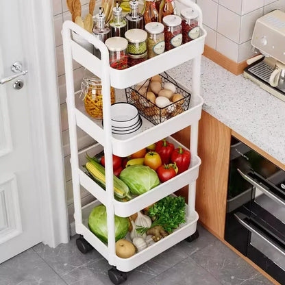 Multifunctional Kitchen Storage Rack | Household Cart with Wheels | Mobile Rack Trolley Bookshelf | Home Organization Accessories