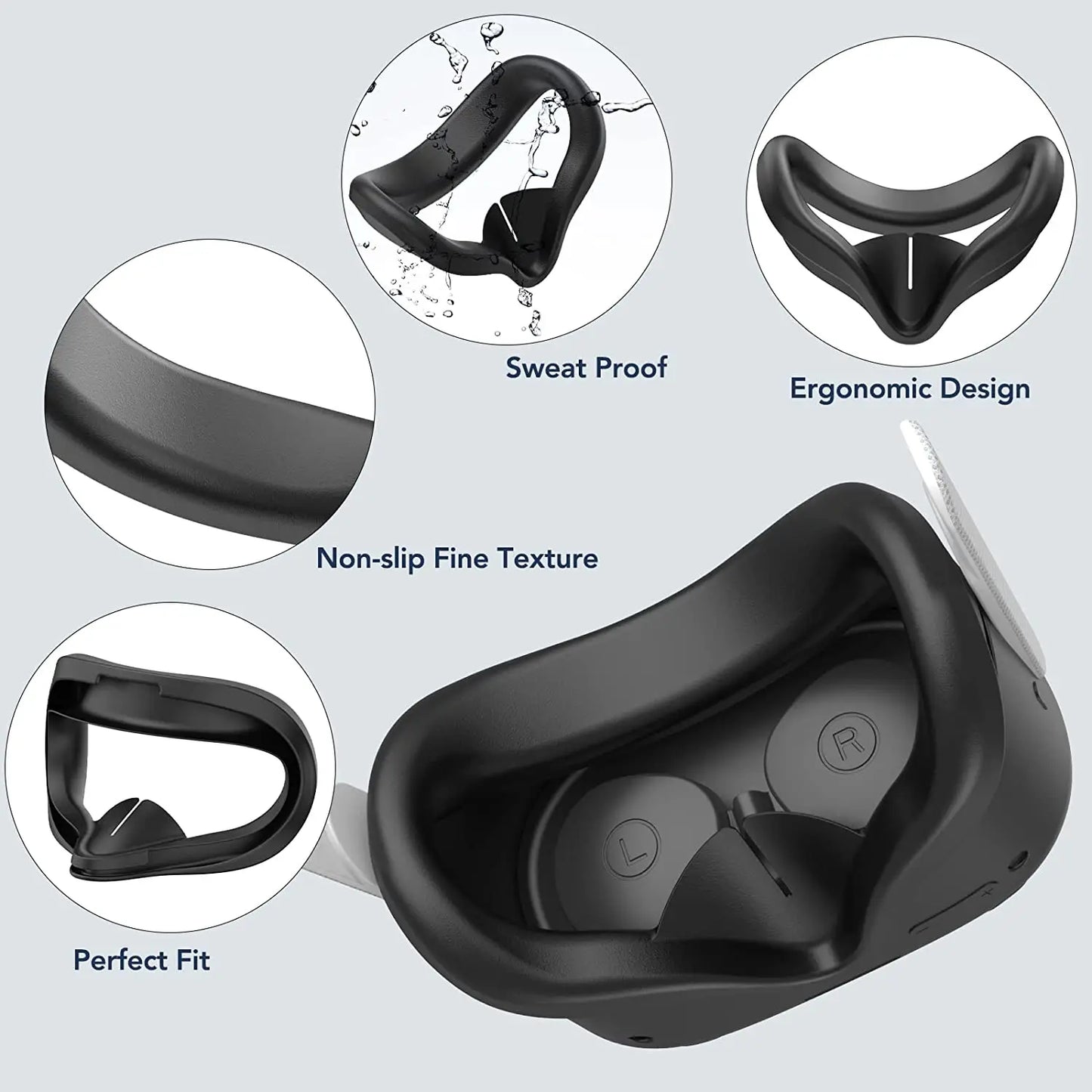 Silicone Protective Cover Kit for Oculus Quest 2 – Durable VR Face Cover, Controller Grips and Headset Accessory