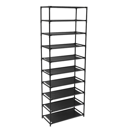 10 Tier Stackable Shoe Rack - Stainless Steel Frame, Holds 50 Pairs of Shoes for Organized Storage