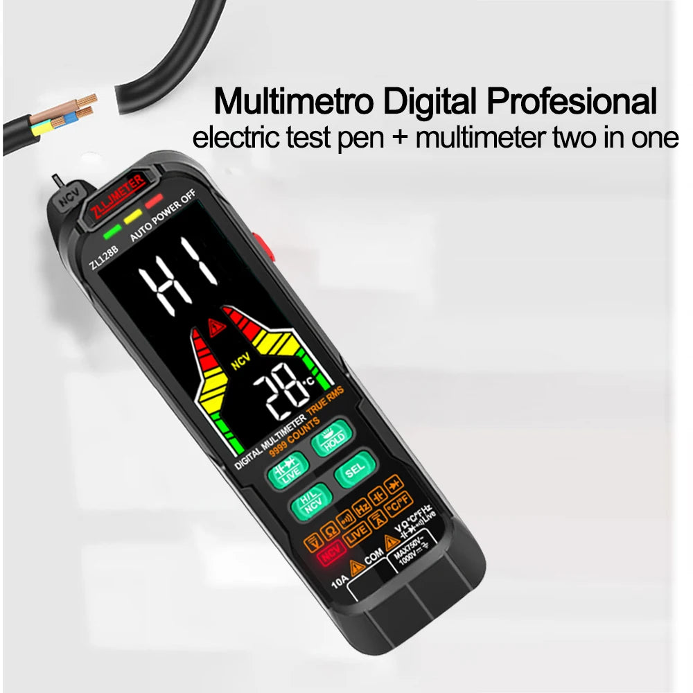 USB Charge Smart Digital Multimeter - Professional AC/DC Current & Voltage Detector Pen | Capacitance, Temperature, Auto Range Tester