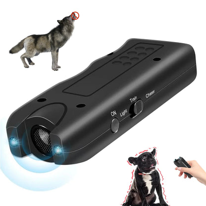 Portable Ultrasonic Dog Repeller and Trainer – Handheld Anti-Barking 3-in-1 Device for Pets