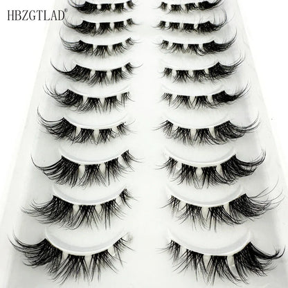 Segmented Manga Lashes: 3D Wispy Mink Eyelashes with Clear Band - Natural Look Fluffy Cat Eye Individual Eyelashes