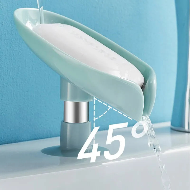 2pcs Leaf Shape Drain Soap Holder – Suction Cup Tray Drying Rack for Shower, Sponge Container, Kitchen and Bathroom Accessories