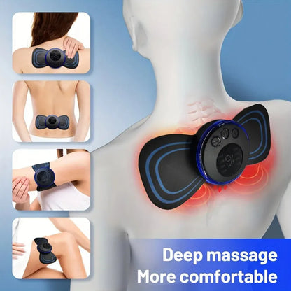 Rechargeable Neck Massager with Remote Control - 8 Modes EMS Low Frequency Pulse for Muscle Relaxation and Pain Relief