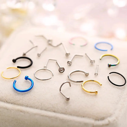 Fashion Punk Non-Nose-Piercing Septum Women's Jewelry: 22 Pcs Fake Nose Ring Earrings Suit