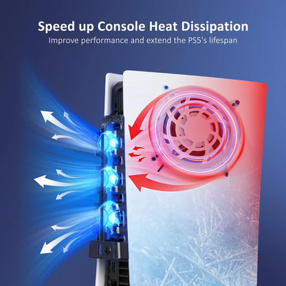 PS5 Cooling Fan with LED Light | Gaming Accessory Cooling System for Both Disc and Digital Editions