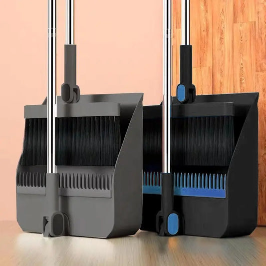 Household Broom and Dustpan Set - Individual Sweep Broom with Foldable Garbage Shovel and Brush Head