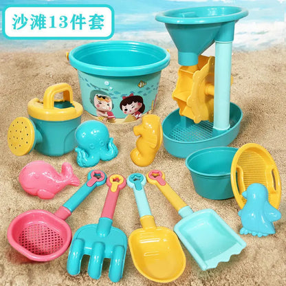 23PCS Kids Summer Beach Set - Digging Sand Toys with Plastic Bucket, Watering Bottle, Shovels - Children's Beach Water Game Tools