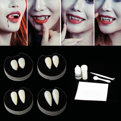 Spooky Halloween Vampire Fangs Dentures - Perfect DIY Costume & Cosplay Props with Dental Gum