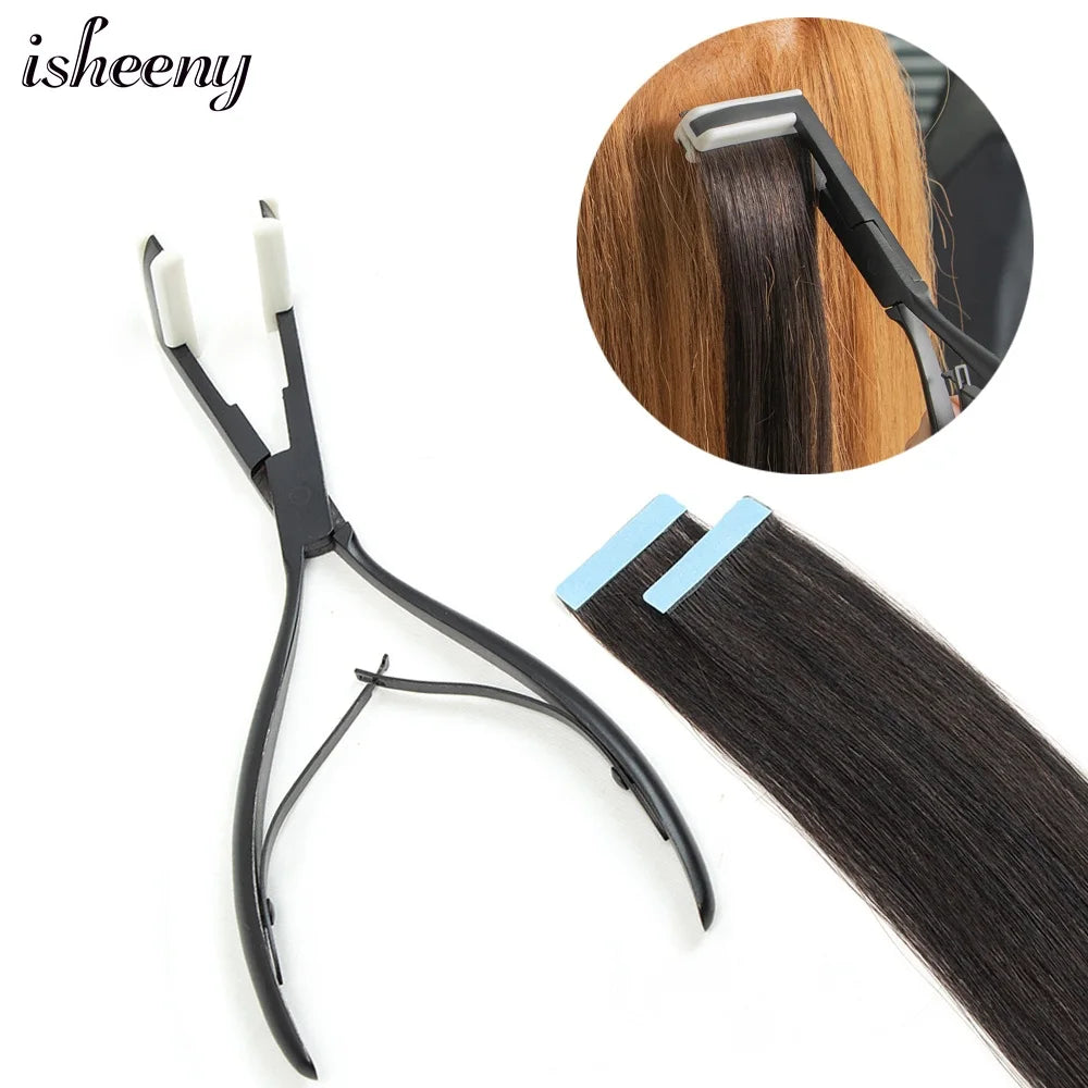 Isheeny Tape Hair Glue Remover - Pro Tape Extensions Press Plier, USB Plug-In Working, No Battery Needed - Tape-In Hair Remover Tools