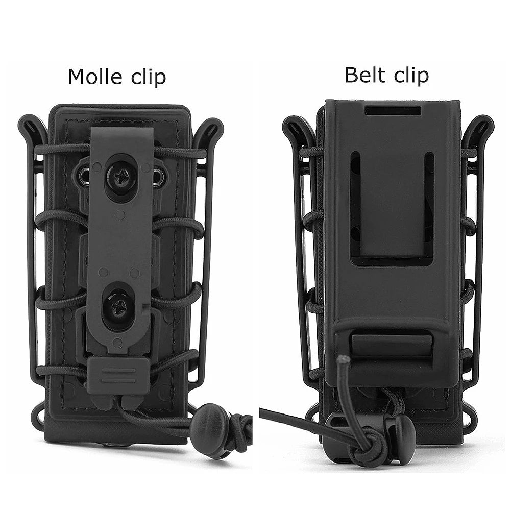 9mm Pistol Mag Carrier Holster - Soft Shell Tactical Magazine Pouch with MOLLE and Belt Clip for Airsoft Shooting