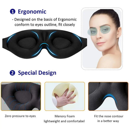 3D Contoured Eye Mask for Sleeping – Cup Blindfold, Concave Molded Night Sleep Mask, Light Blocking for Women & Men