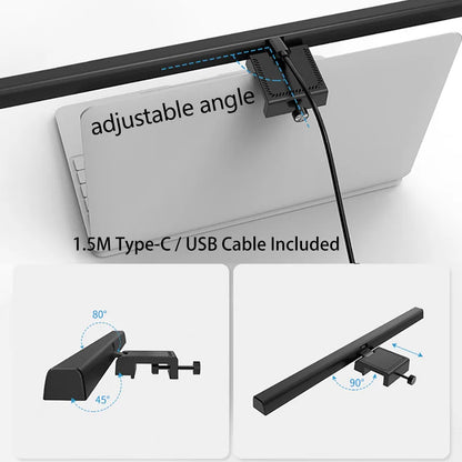 50cm LED Eye-Care Desk Lamp | Stepless Dimming | USB Powered | Computer Monitor Screen Light Bar for Reading