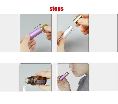 5ml Colored Aluminum Nasal Inhaler - High-Quality Aromatherapy Metal Inhaler with White Cotton Wicks for Essential Oils