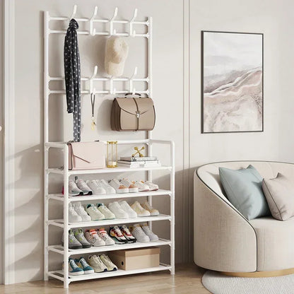 Multi-Layer Doorway Shoe Rack - Clothes Hanger & Hat Hangers - Coat Rack Storage - Indoor Storage Furniture