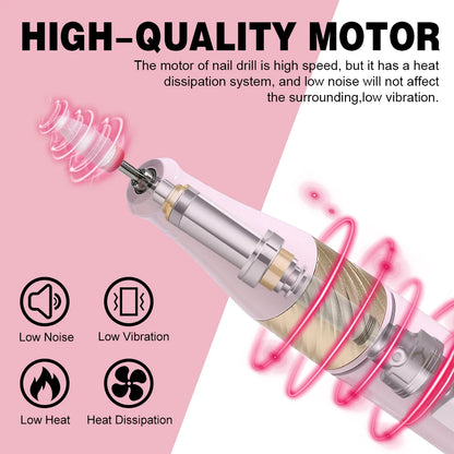 40000RPM Rechargeable Portable Nail Drill Machine - 2024 New Powerful Electric Nail File for Professional UV Polish Acrylic Gel Nails