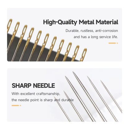 Multi-size Side Opening Sewing Needles: 12/36PCS Stainless Steel Darning Needles - Essential Household Hand Tools and Accessories