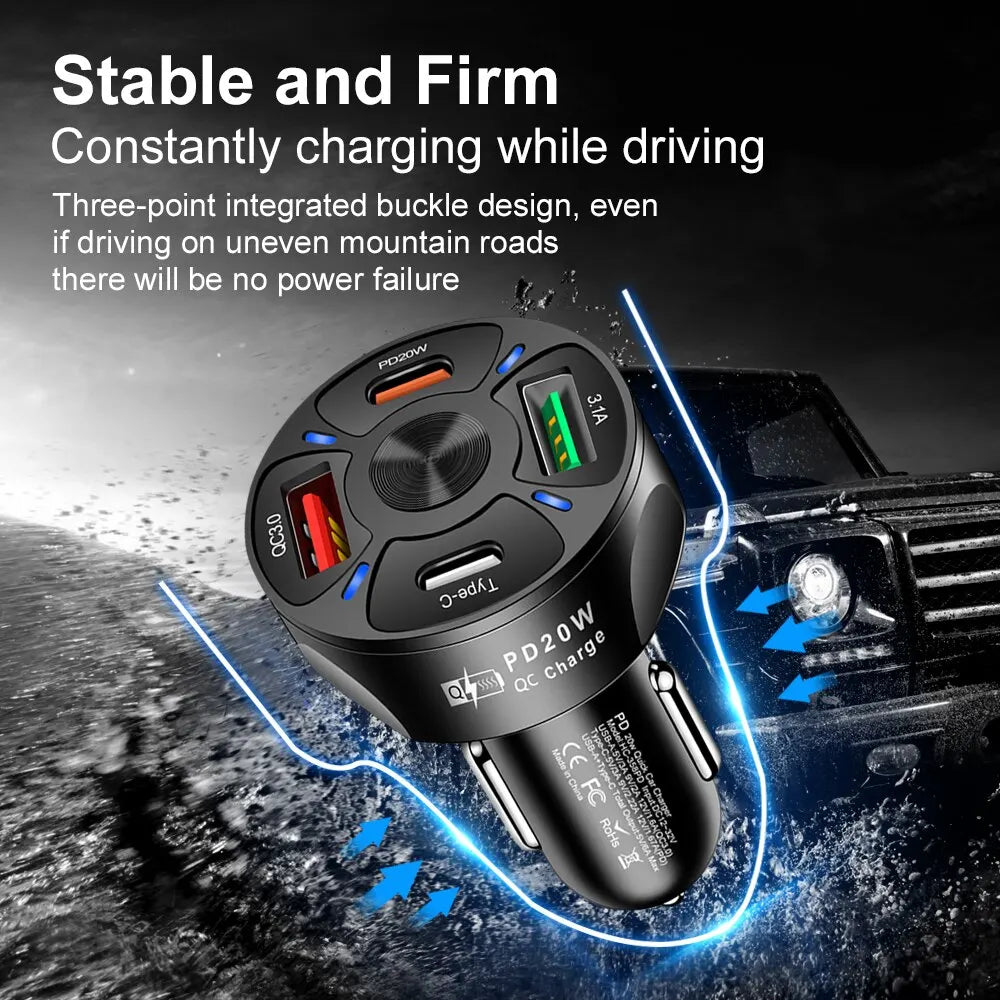 Olaf Dual USB C Car Charger - Fast Charging USB PD QC3.0 Type C Charger for iPhone, Samsung, Xiaomi - Efficient Car Phone Adapter