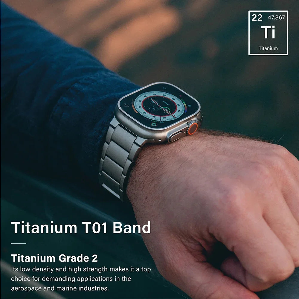 Luxury Titanium Bracelet for Apple Watch: Ultra 2 Band, Business Strap Compatible with Series 4-9, SE - Sizes 49mm, 45mm, 44mm, 42mm