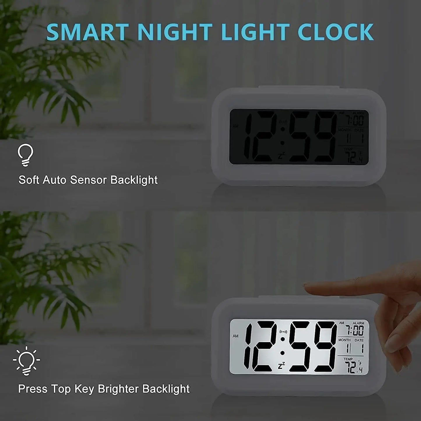 LED Digital Alarm Clock - Backlight, Snooze, Date, Time, Calendar, Multifunction Desktop Electronic Table Clock