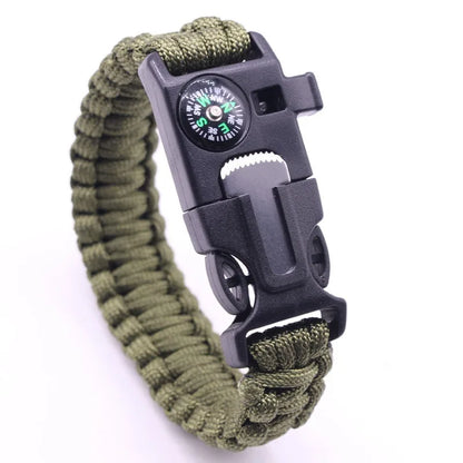 Men's and Women's Paracord Outdoor Survival Bracelet - 3-in-1 Camping, Rescue, Emergency Rope with Compass and Whistle