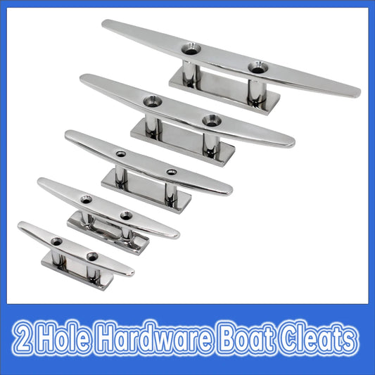 2 Hole Boat Cleats - 4/5/6/8 PCS Set, 316 Stainless Steel Polished Mooring Cleats for Marine Boats and Yachts