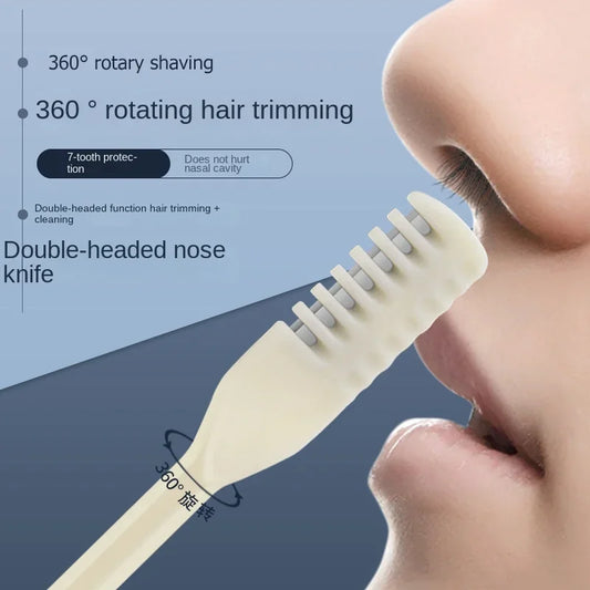 360-Degree Rotate Nostril Cleaning Scissors: Double-Sided Nose Hair Knife - Manual Nose Hair Trimmer